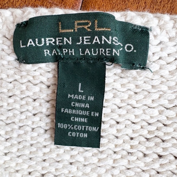 LRL Ralph Laurent Boat-Neck Intarsia Sweater Womens L 100% Cotton - Picture 8 of 11